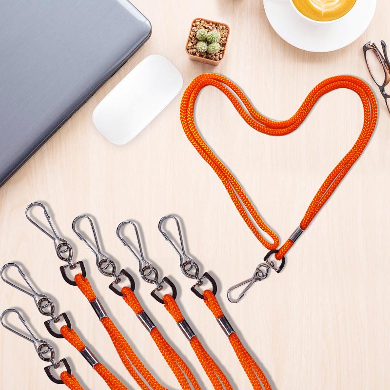 HOSL 100 Pack Orange Badge Lanyards Business Card Lanyards ID Card Employee Students Lanyards Round 36" With Swivel Hook - Image 4